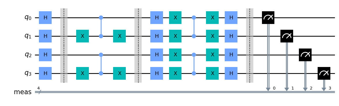 Unencoded Grover's 2-bit implementation